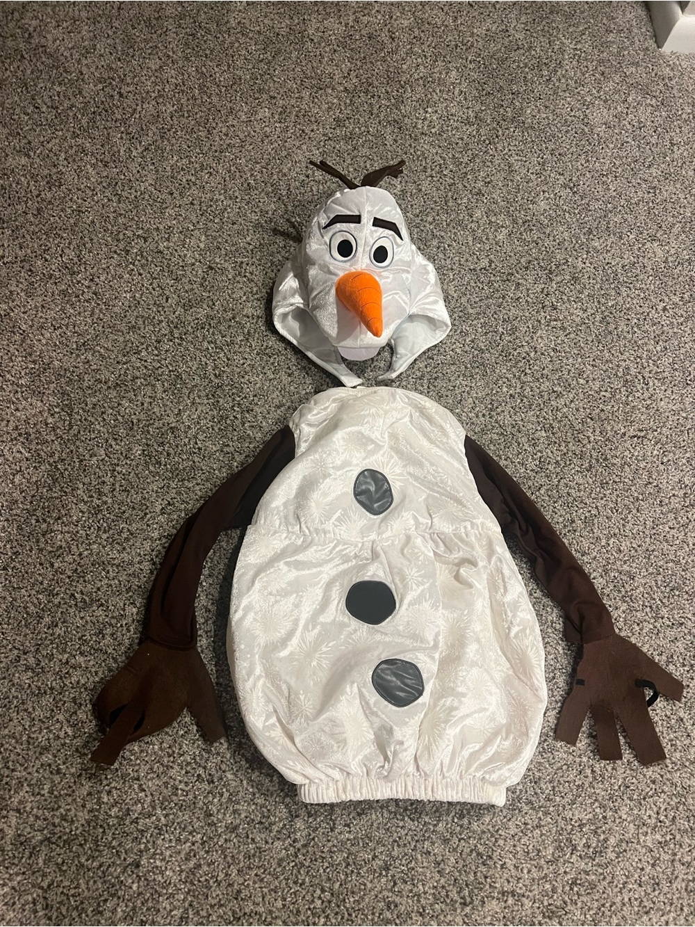 White Olaf Snowman Kids Costume with Hood and Mitts